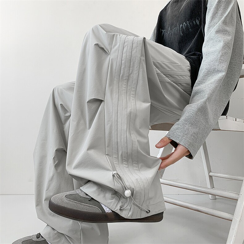 美式高街伞兵裤子男春季新款复古hiphop高级感宽松阔腿休闲冲锋裤，男装休闲裤，电商A102