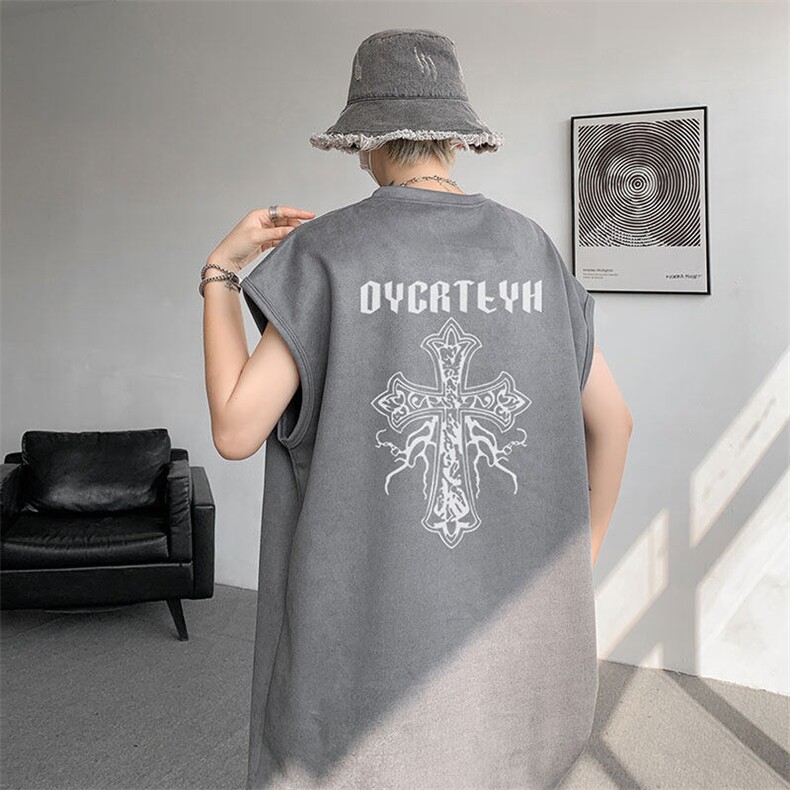 无袖背心男夏季新款港风宽松鹿皮绒圆领套头大码坎肩T9955-P25，男装背心/马甲，星座214-3