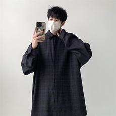 宽松长袖格子衬衫男KD623-P30，男装衬衫，电商D312