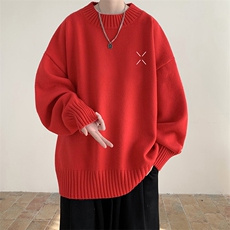 半高领毛衣男士大码针织衫男毛线衣男M18305-P45加绒款-P65，男装针织衫/毛衣，电商A040