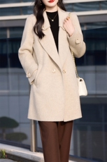 2025年秋季通勤长袖双翻领百搭双面呢大衣，女装双面呢大衣，森墨