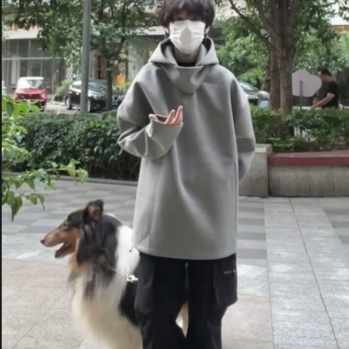 高领连帽卫衣男秋冬宽松上衣oversize美式潮牌重磅外套W88911-p65,男装卫衣,星座1008