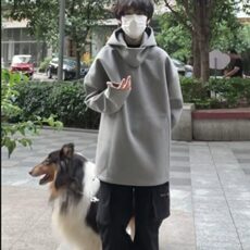 高领连帽卫衣男秋冬宽松上衣oversize美式潮牌重磅外套W88911-p65，男装卫衣，星座1008