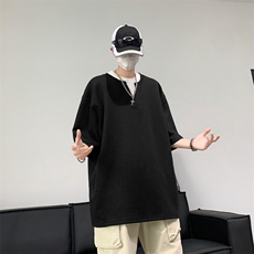 夏季新款小众设计假两件短袖T恤薄款宽松休闲百搭上衣，男装T恤，星座410-7