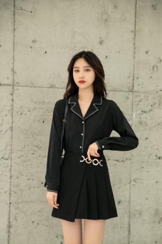 翻领绣花明线春款小衫,女装,咔绣