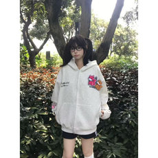 5343-P60魔术贴/刺绣/后包领休闲卫衣外套薄款-加绒，女装卫衣/绒衫，星座617A-2