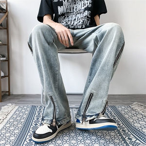 牛仔裤男韩版潮流拉链2025秋季新款ins高街个性休闲裤K1627-P63图片