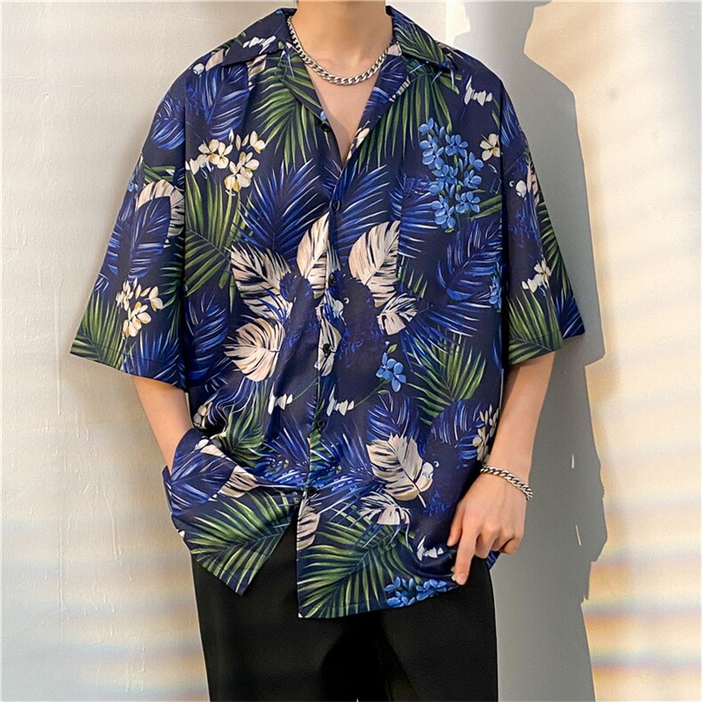 夏季五分袖潮牌宽松垂感面料男式痞帅衬衫男百搭防晒服外套夹克,男装衬衫,星座301D-5(原星座1415）