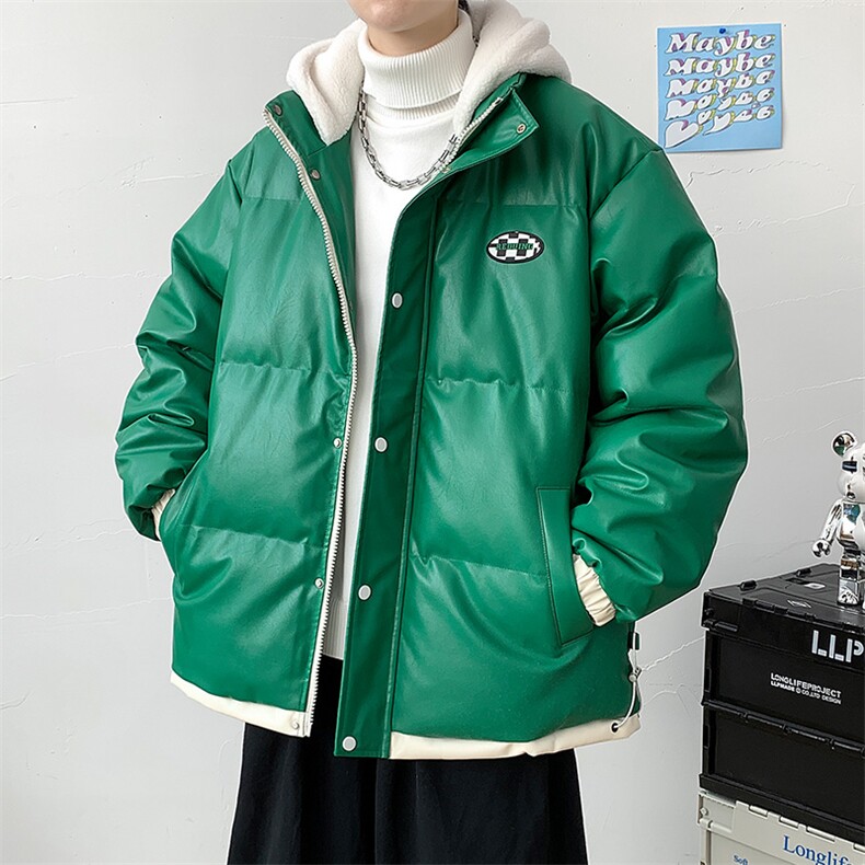 冬季学生潮假两件PU皮棉衣外套加绒清新棉服男士8132-P145控价188,男装棉衣,电商A441-1