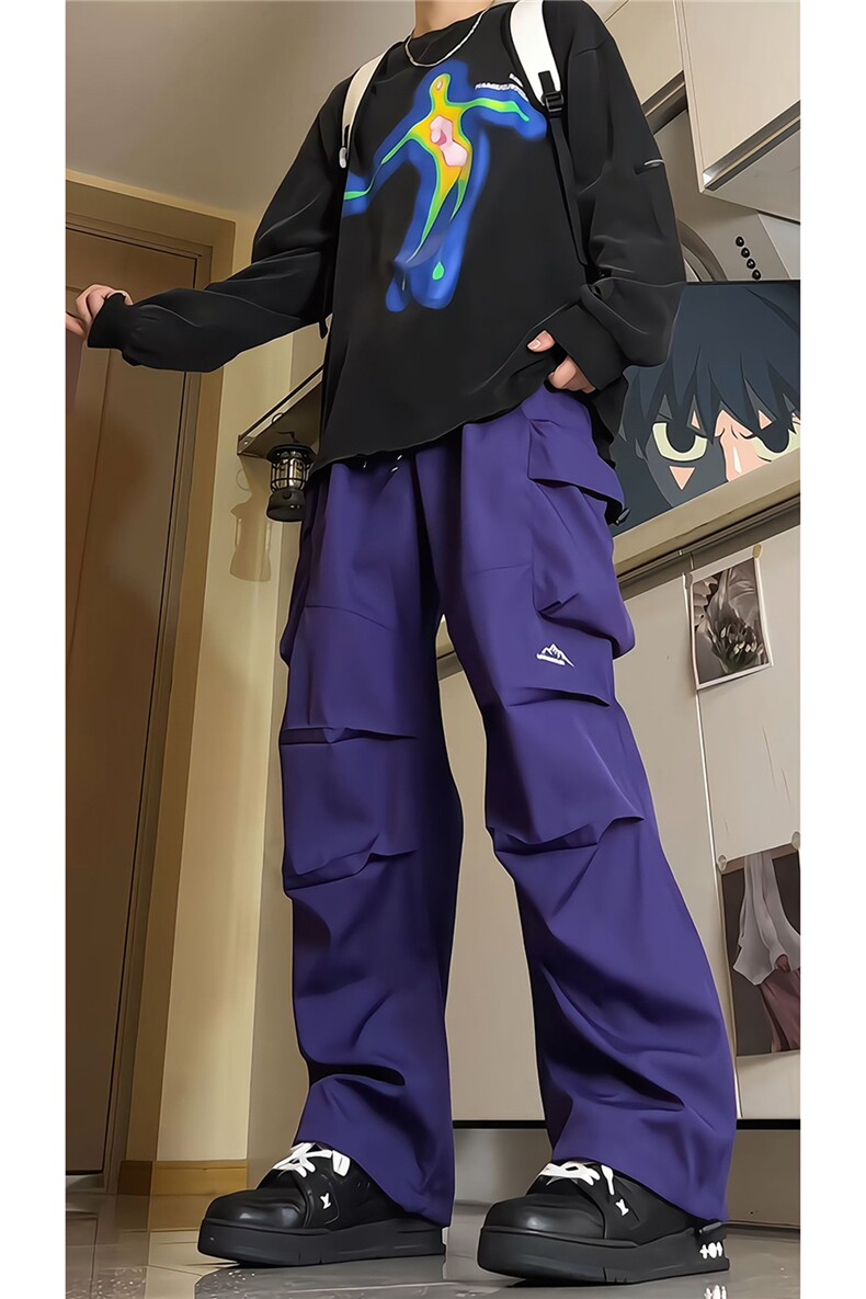 8XL-M刺绣冲锋裤男款大码春秋户外机能登山裤直筒阔腿裤KZ020P50,男装休闲裤,电商B312