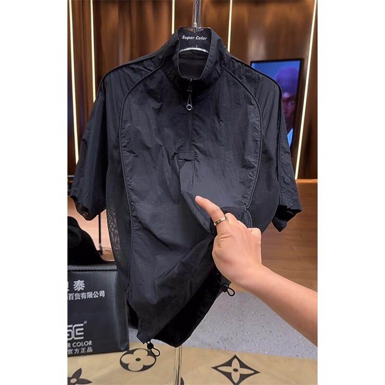 【黑武士防晒短袖】25春夏百搭网孔线条设计短袖t恤GBL0066P53，男装防晒衣，电商A089-1