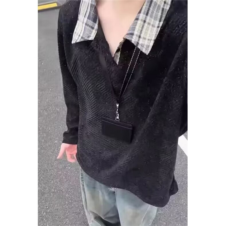 气质时尚原宿卫衣原版格子衬衫领百搭潮流文艺简约流行TW101,男装衬衫,星座1116A（原606A-3）