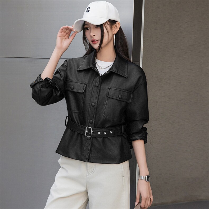 BAO海宁2025春秋新皮衣外套女高级感小个子仿真皮绵羊皮宋佳同款,女装皮衣,跑量工厂店