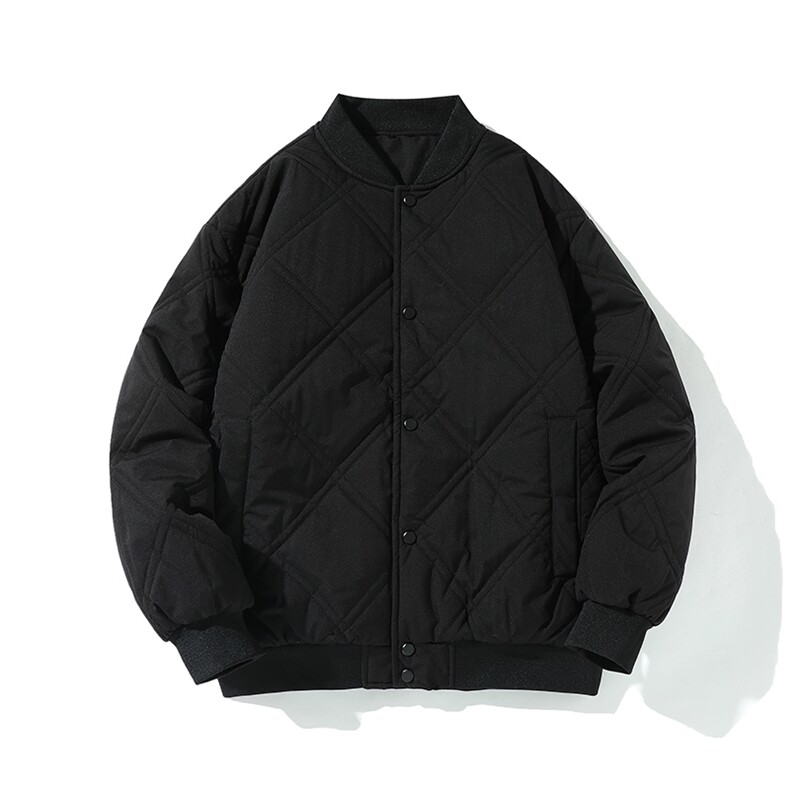 冬季纯色菱形格棒球服棉服保暖宽松休闲简约情侣款棉衣MY385-P65图片