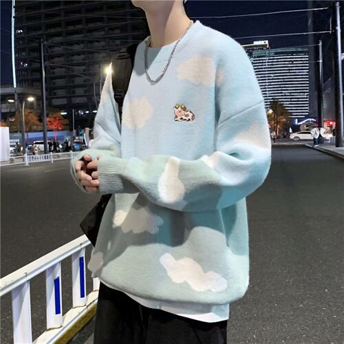 毛衣男宽松卡通套头针织衫港风ins韩版潮流百搭学生线衣5053-p40,男装针织衫/毛衣,星座1008-2