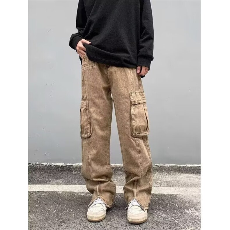 松弛感牛仔裤多口袋工装休闲裤新款美式高街宽松直筒裤NZ5181,男装牛仔裤,星座516A