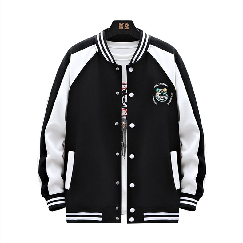 2024春装新品男士青少年简约开衫夹克印花棒球服时尚外套968-P60,男装夹克,电商A441-1