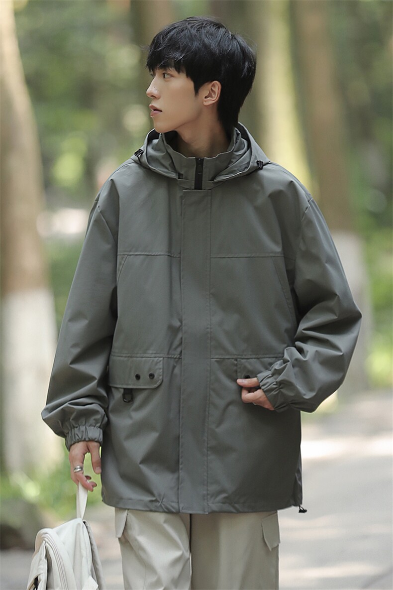 新款连帽冲锋衣夹克男山系户外潮流宽松休闲外套A238-JK2305-P68,男装夹克,星座717