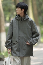 新款连帽冲锋衣夹克男山系户外潮流宽松休闲外套A238-JK2305-P68，男装夹克，星座717