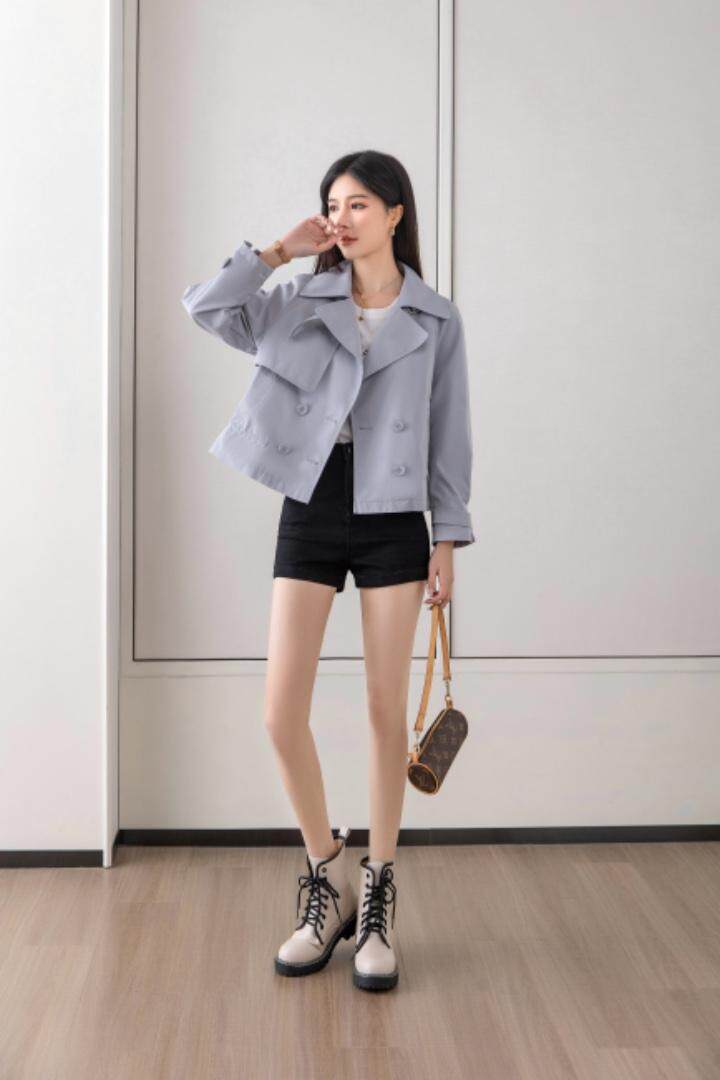 韩系短款风衣，女装风衣，百妹仟红