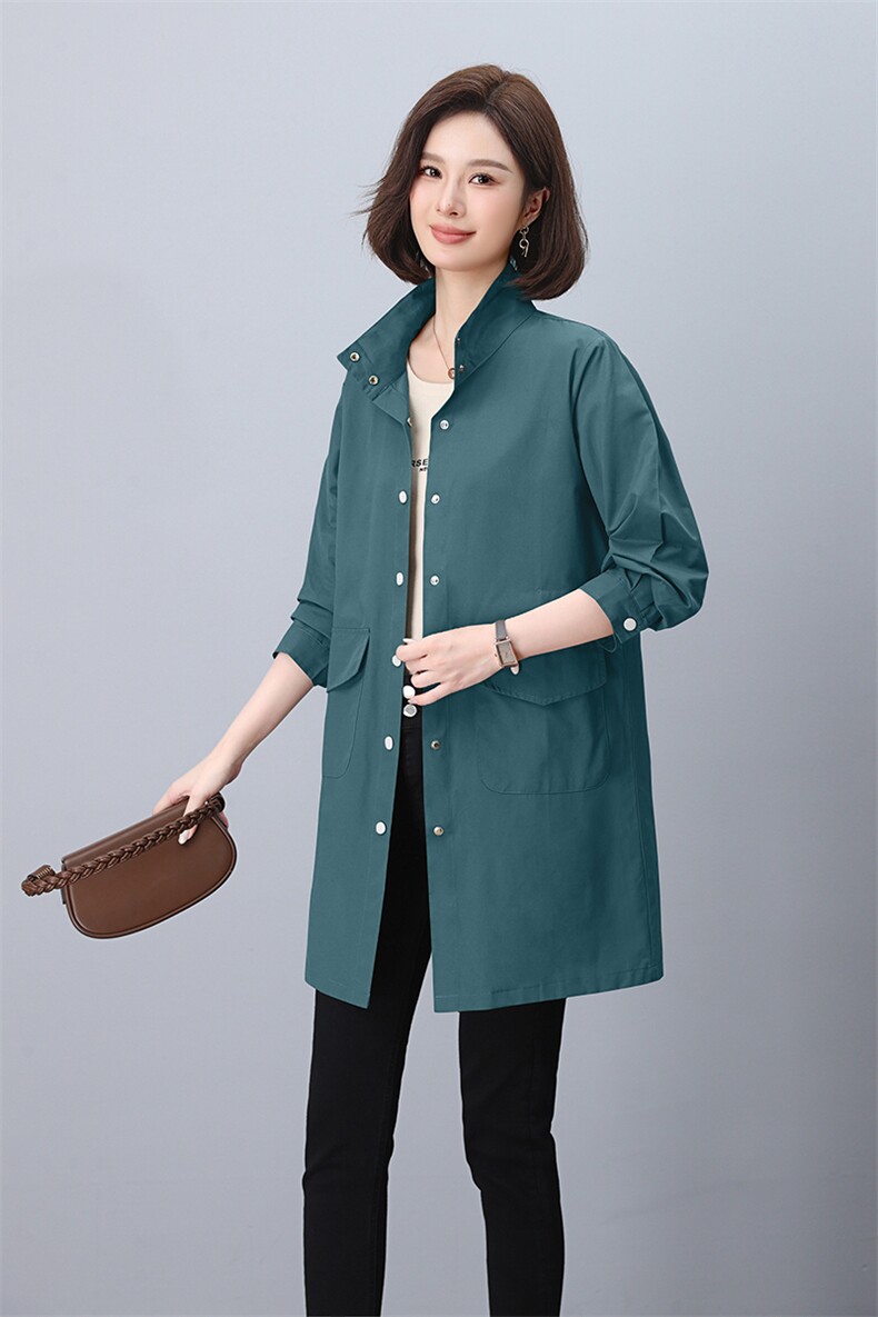 时尚显瘦中长款薄款风衣衬衫女长袖外套,女装风衣,3200格调