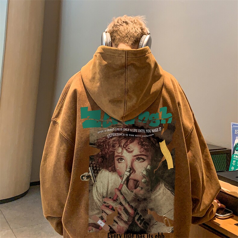 得物抖音高品质二开360克重磅做旧炒雪花纯色连帽水洗卫衣16013,男装卫衣,电商A486
