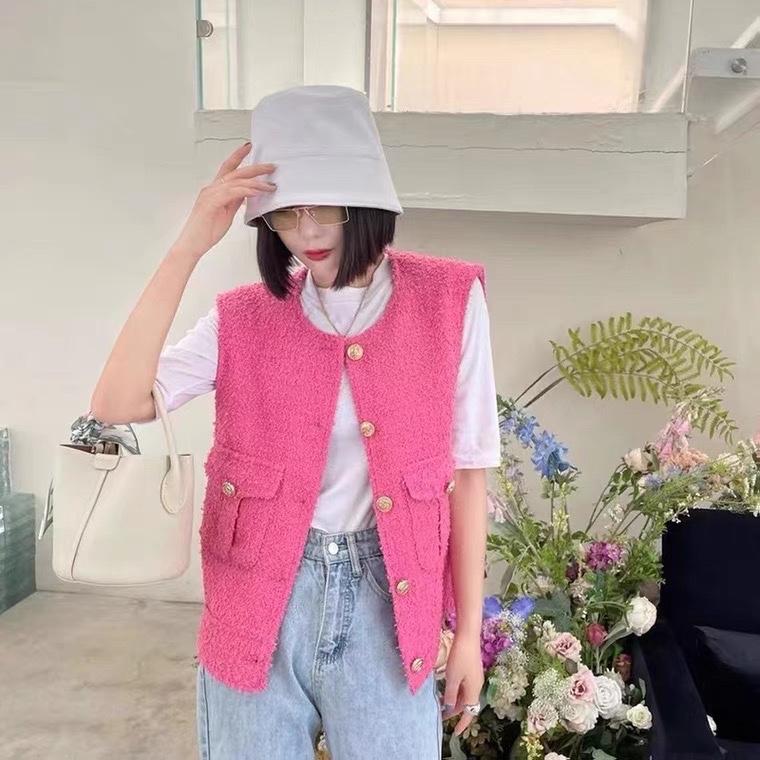 2022新款百搭显瘦重工粗花呢小香风马甲,女装马甲,L·H·X