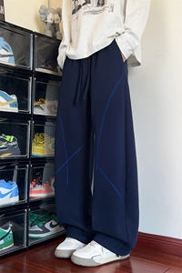 新款美式320g重磅华棉撞色哈苏线休闲弯刀裤男K24014-特P35控68图片