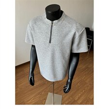 太空棉重磅短袖男女夏季美式半拉链t恤大码cleanfit半袖LT244-P38，男装T恤，星座1008