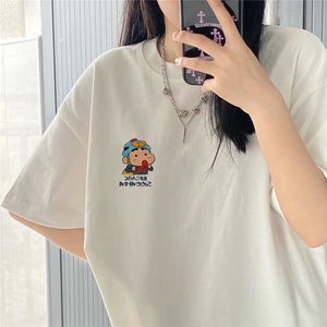 T0677-P25 纯棉日系卡通蜡笔小新印花 短袖 学院风学生男女宽松图片