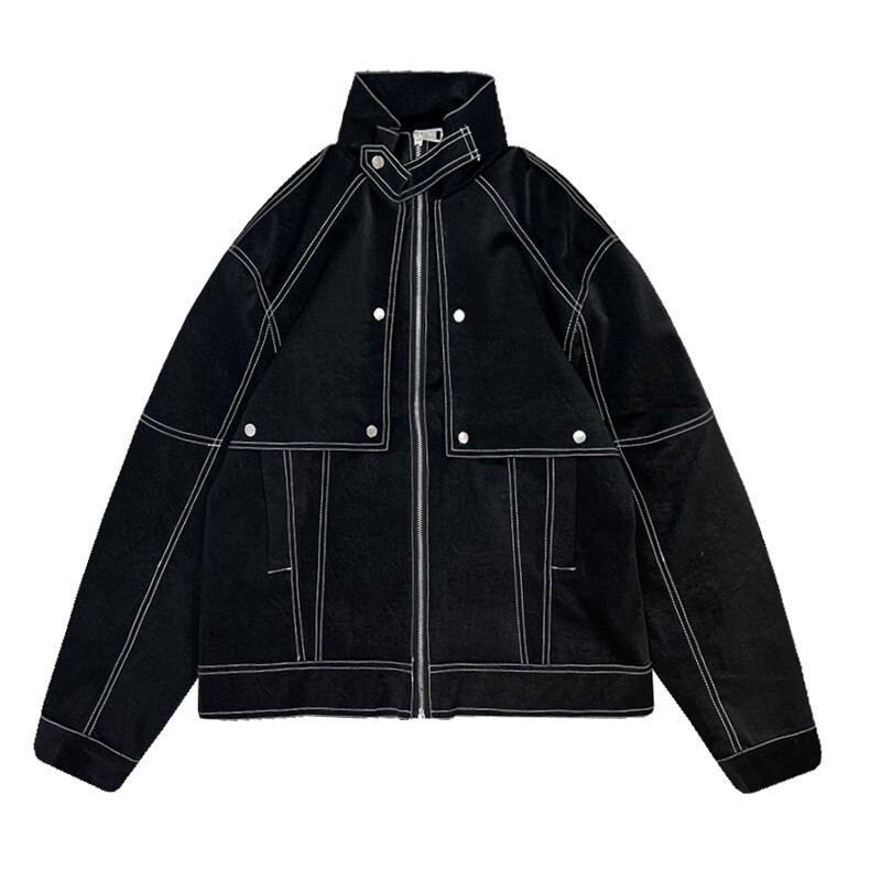 JK218加绒/P140控190冬季加厚立领重工明线设计皮衣夹克外套男首1,男装夹克,星座305B