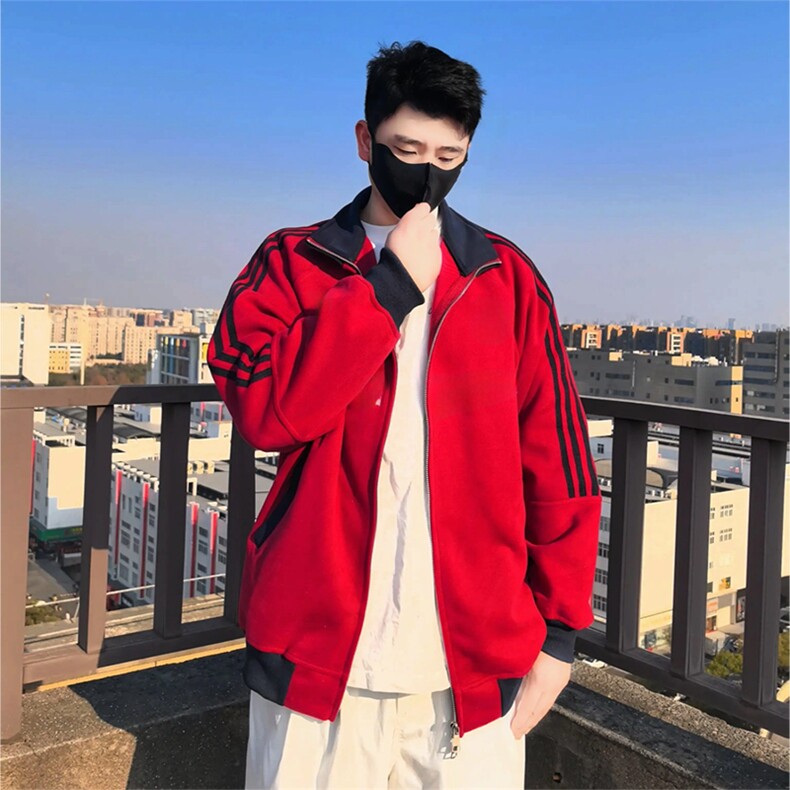 抖音得物高品质美式高街重磅结构设计拼接织带立领卫衣外套CM42，女装短外套，电商A486-1