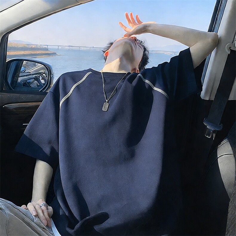 2026美式重磅冰感明线装饰短袖T桖春夏DX2604特P28控59,男装T恤,电商B208