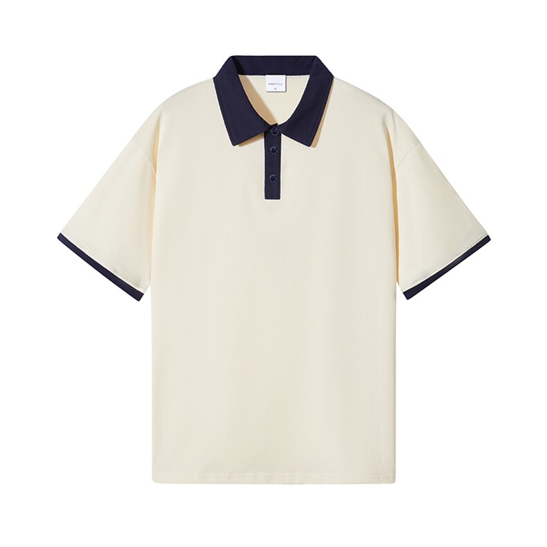 百搭纯色POLO衫男女款大版纯棉打底衫团体班服高克重抖音品质,男装Polo衫,星座301D-4(原星座1004-4）
