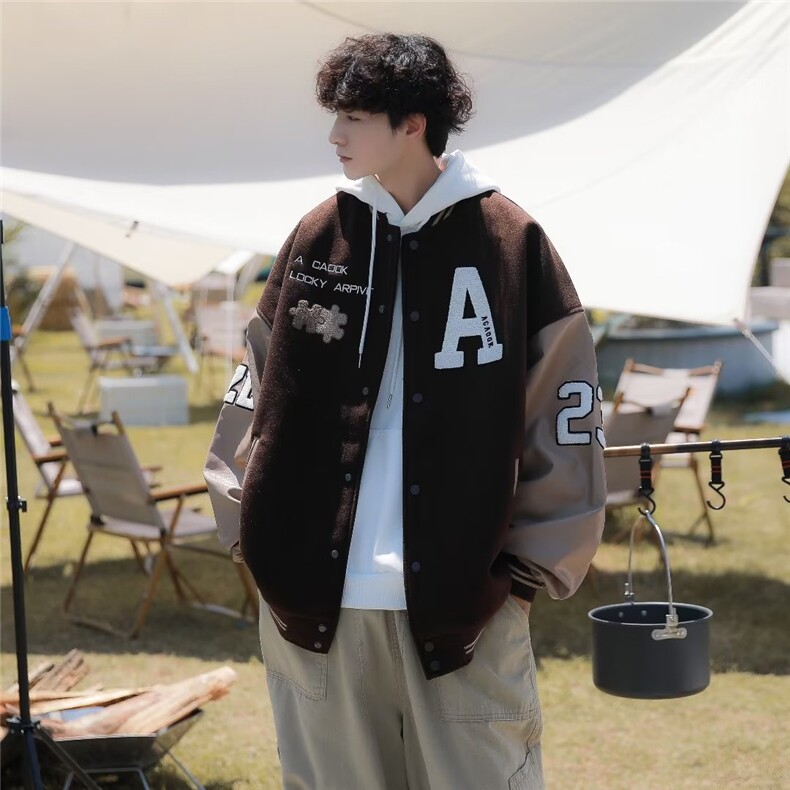 美式棒球服男春季潮牌vintage复古宽松夹克百搭情侣外套W4535-P52,男装夹克,星座412