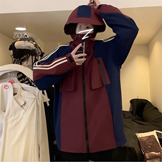 拼接连帽时尚复古夹克潮流百搭街头风个性设计外套HY397P95控138，男装夹克，电商A102B