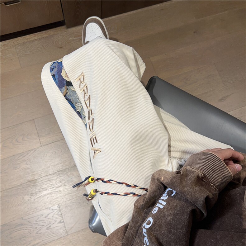 K2388特p35控58加绒P45控68秋冬灯芯绒加绒加厚裤子男小熊提花,男装卫衣,电商D229A