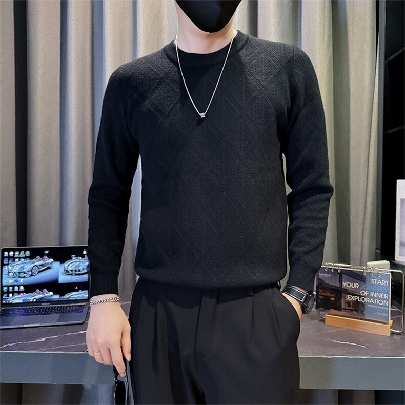 B216MY5160P652025秋冬装男士提花毛衣休闲针织衫社会小伙风,男装针织衫/毛衣,电商B216（原B302）