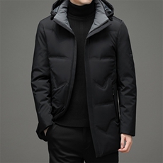 2023冬新款羽绒服男中长款可拆卸帽中年男士休闲外套HB21-01-P330，男装羽绒服，电商B212（原钱塘6029）
