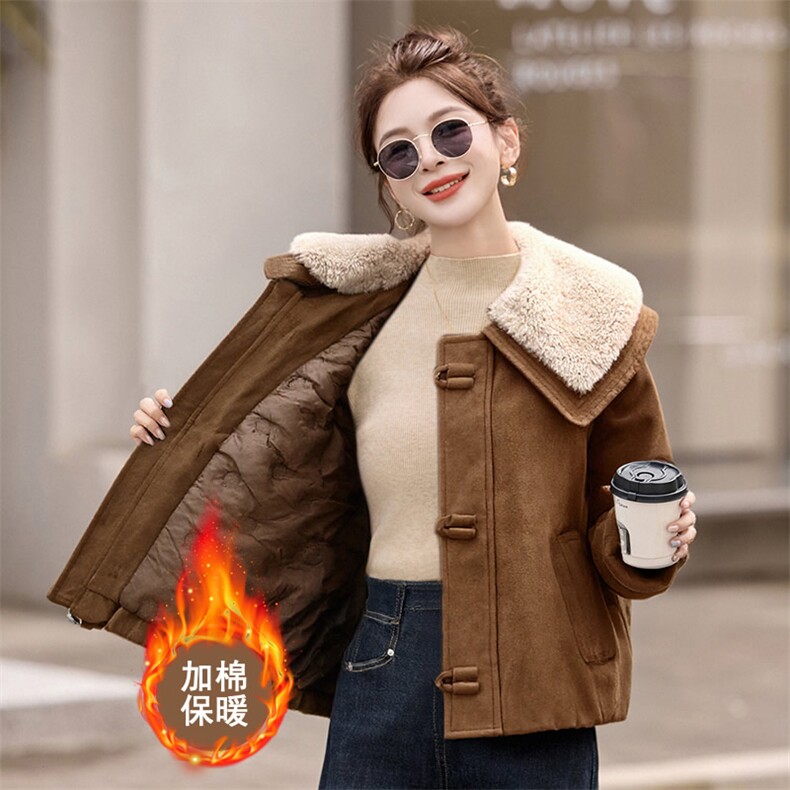 （现货）时尚潮流舒适柔和皮毛一体棉外套,女装棉衣/棉服,韩蔻秀