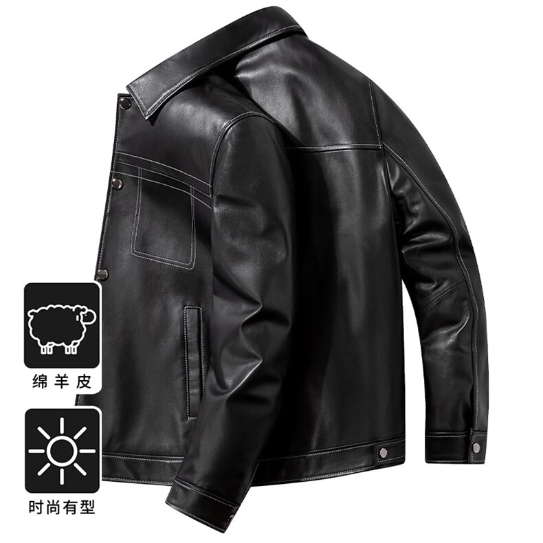 F86601精品绵羊皮男士真皮皮衣夹克外套，男装皮衣，钱塘207-1