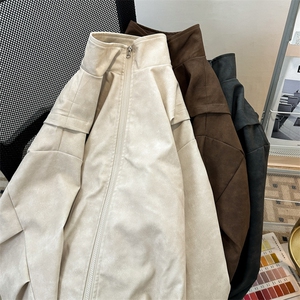 PY9099/P85新款宽松机能风磨砂皮衣皮夹克男休闲百搭痞帅上衣外套图片