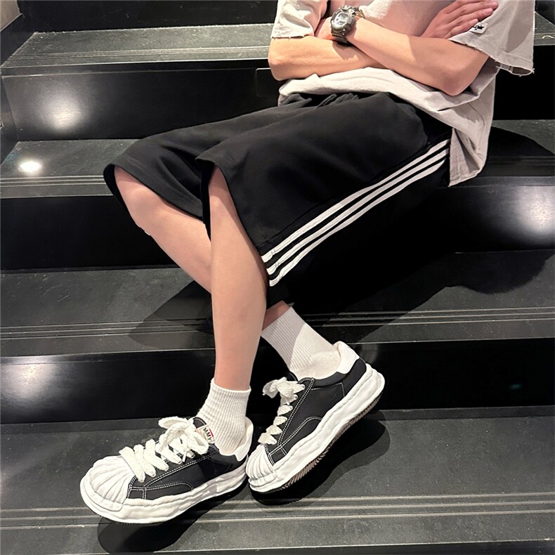 D2038-P25-控48短裤cleanfit男夏季新款大码条纹vibe拼接短裤，男装牛仔裤，星座103A-1