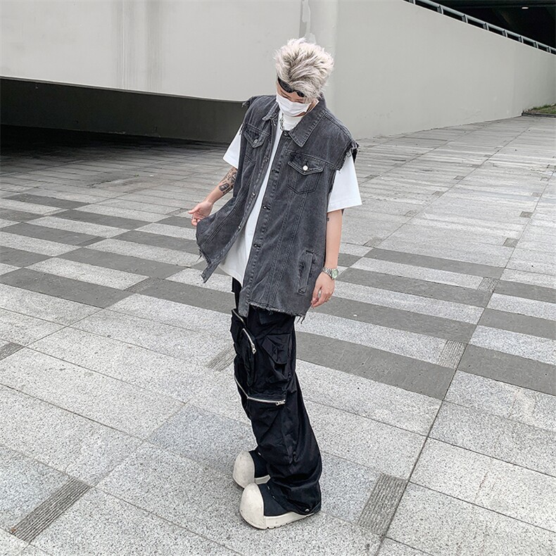 牛仔背心马甲外套男女款秋季日系宽松工装复古马夹坎肩MJ20-P55,男装背心/马甲,星座308B-1