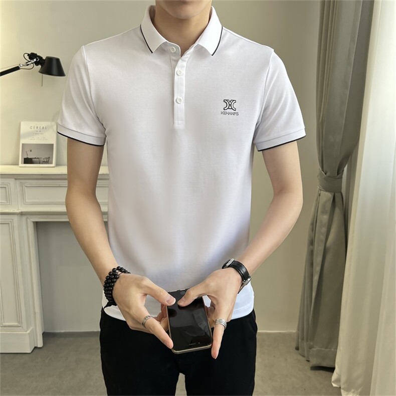 夏季新款高品质男士纯色短袖T恤休闲百搭刺绣POLO衫T2306-P50,男装T恤,电商A413