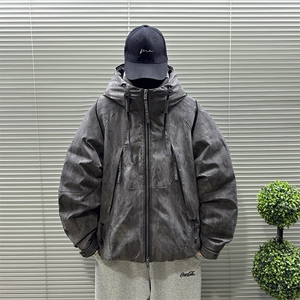 2025新标90白鸭绒纹理印花加厚派克男连帽羽绒服外套356-P360