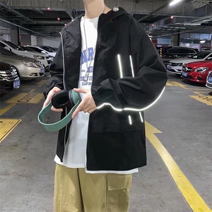 男春季新款卫衣反光条双层夹克W320P45图片