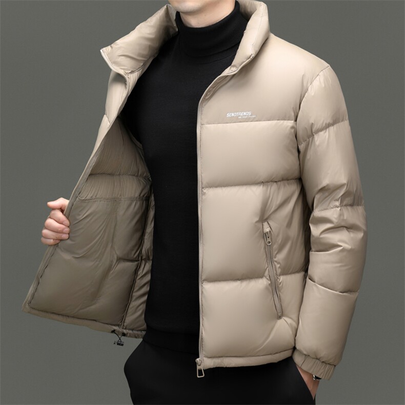 秋冬季白鸭绒羽绒服休闲男士短款加厚时尚立领保暖男潮服外套,男装羽绒服,钱塘6003（原4033）