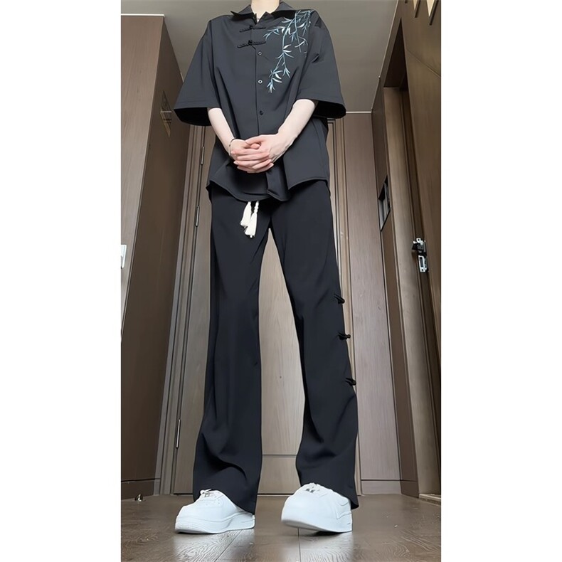 新中式风盘扣裤子夏季垂感长裤（衬衫C2319）KK176-特P30控58图片