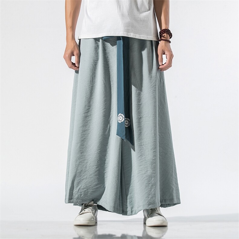 宋裤改良日常夏风情侣中性款绣花汉服飘逸直筒阔腿裤K90/P85,男装民族服装,电商A221A